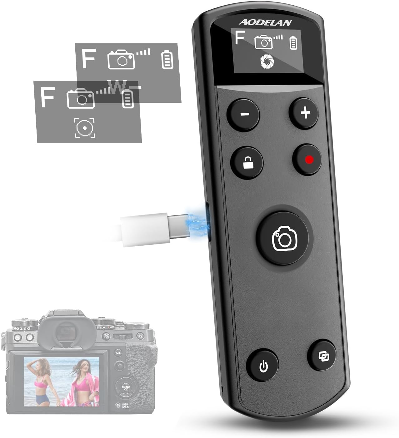 Fujifilm Camera X100Vi - Czarny ładowalny pilot USB-C z ekranem
